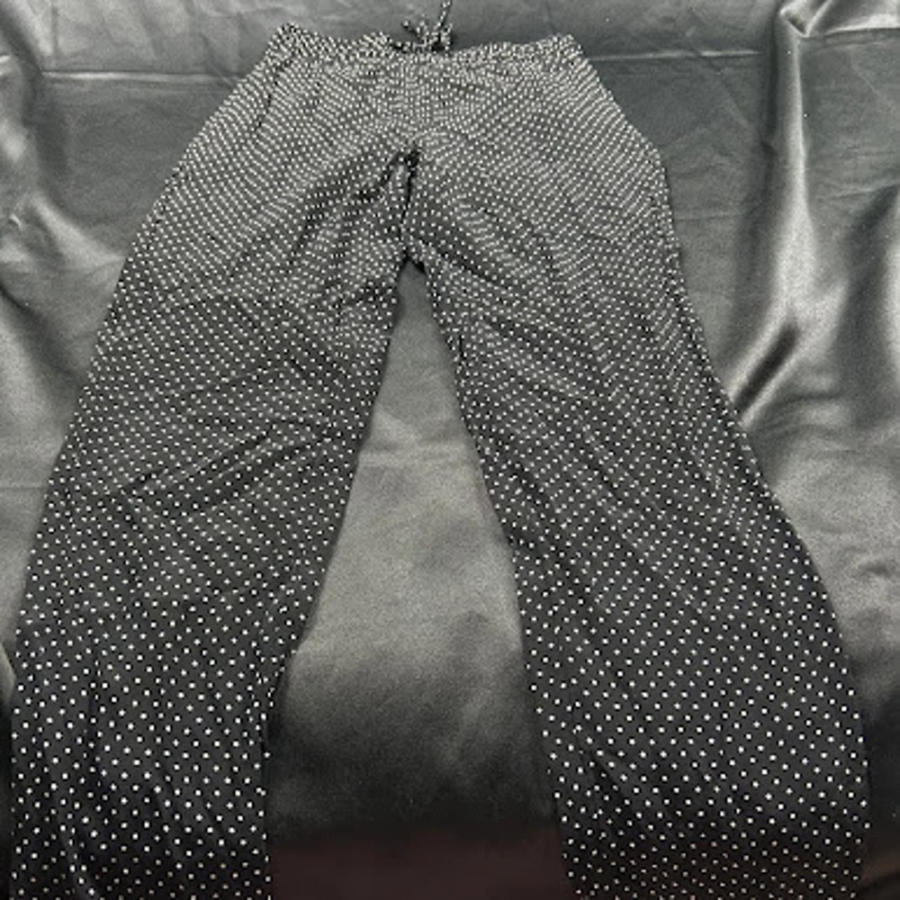 Talbots Petites Polka Dot Drawstring Elastic Waist Pants Black White Size P